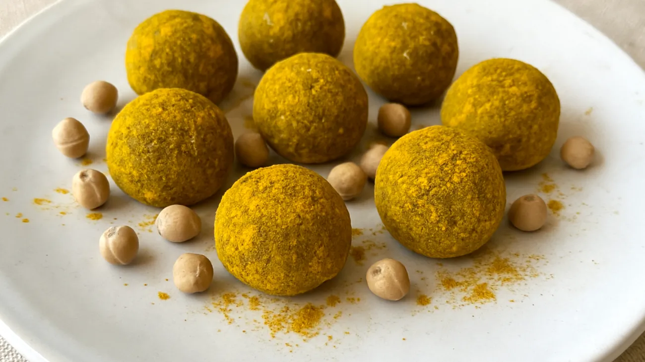 Roasted chickpea and turmeric energy balls"