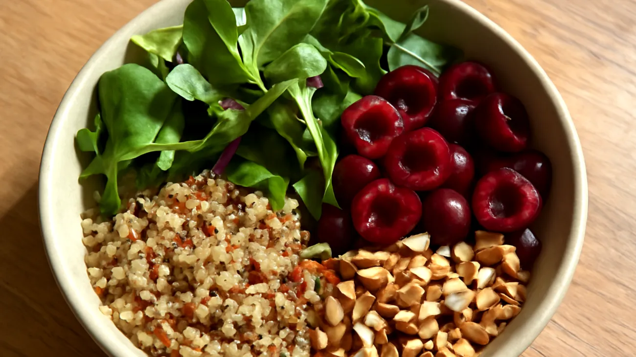 Tart cherry and quinoa recovery bowl"