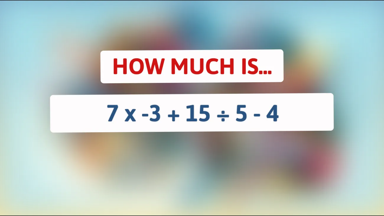 This Riddle is Stumping Everyone: Can Your Genius Mind Solve What 7 x -3 + 15 ÷ 5 - 4 Equals?"